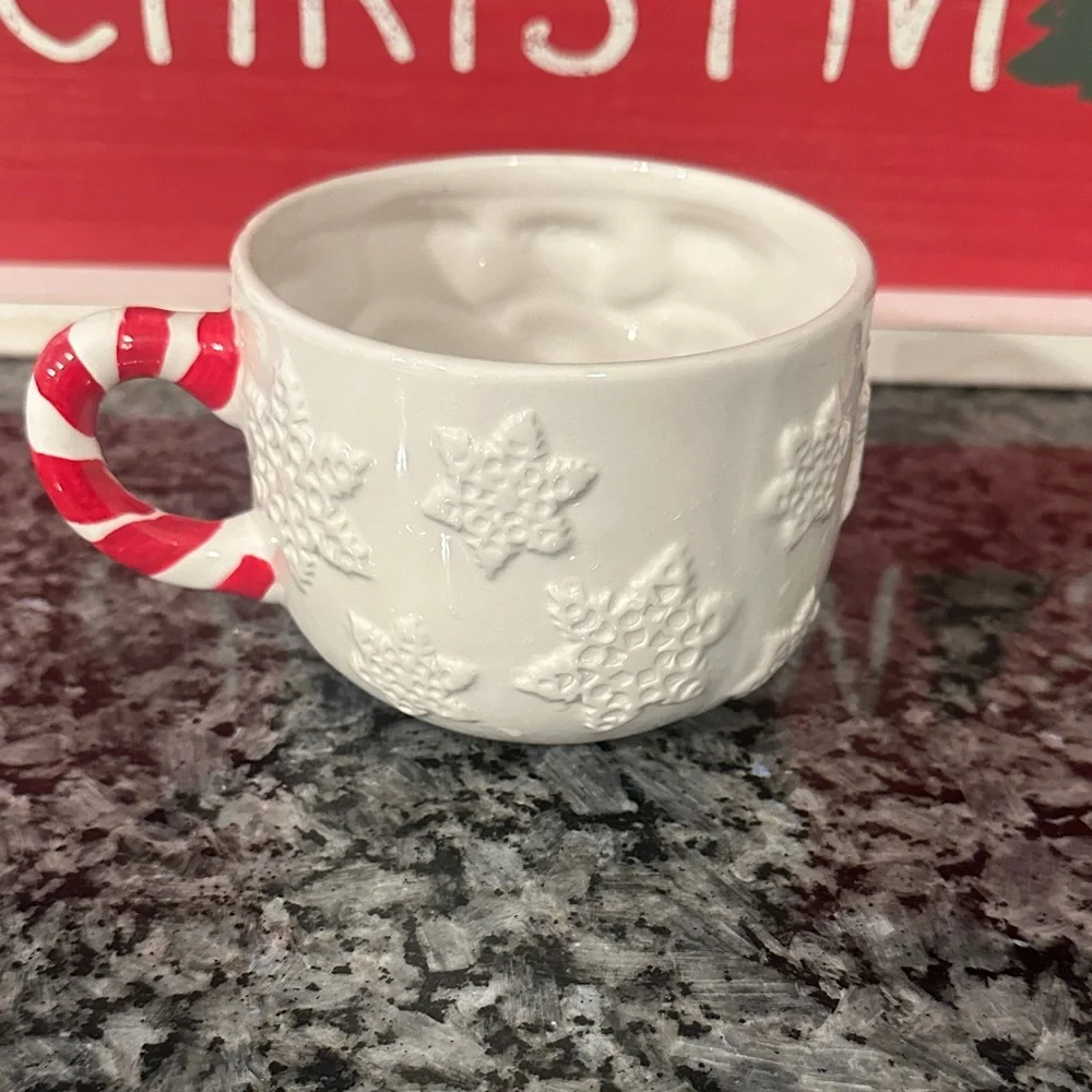 Festive Snowman Mug with Candy Cane Handle